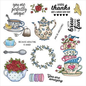 Tea Party Teacup Teapot Sending Thanks With A Whole Lotte Love Let&#39;s Brew Up Some Fun Metal Cutting Dies Clear Stamps Card Making Craft
