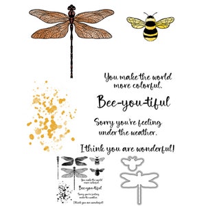 Libellule Abeille Bee-you-tiful Vous rendez le monde plus coloré Vous êtes merveilleux Matrices de découpe en métal Tampon transparent pour la fabrication de cartes