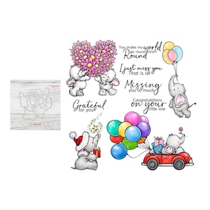 Troqueles de corte de Metal, sellos transparentes, amor, corazón, globos, elefante, Missing You so Much