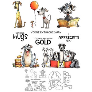 愚かな犬がハグを送ります あなたは心の優しい人です 感謝します 金属カッティングダイ クリアスタンプ スクラップブック カード作り クラフト