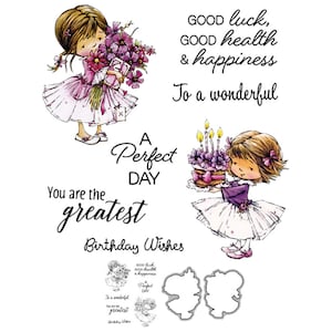 Compleanno Bambina Buona Fortuna Buona Salute e Felicità Sei la Migliore Giornata Perfetta Fustelle in Metallo Timbri Trasparenti Biglietti Artigianali