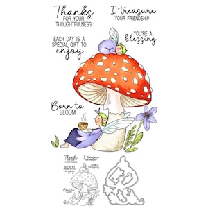 Fate di primavera Funghi nati per sbocciare I Treasure Your Friendship Fustelle in metallo Timbri trasparenti Album di ritagli Creazione di biglietti Artigianato