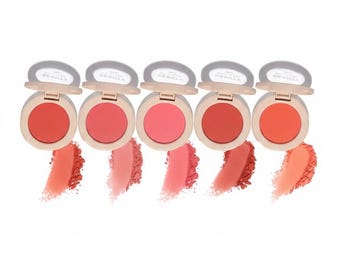 シルクベールパウダーブラッシュコレクション、マットシマー5色、ソフトフォーカス仕上げ、ヴィーガンコスメ