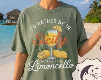 Sicilien Limoncello-skjorta, italiensk sommartröja, Amalfikustens estetiska skjorta, grafisk europeisk sommartröja, Italien semester-tröja