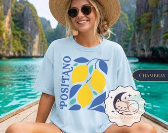 Positano Italiensk skjorta, Amalfikusten citron-T-shirt, Comfort Colors® Medelhavssemesterskjorta, Kust-Italien grafisk T-shirt, Euro Summer Estetik