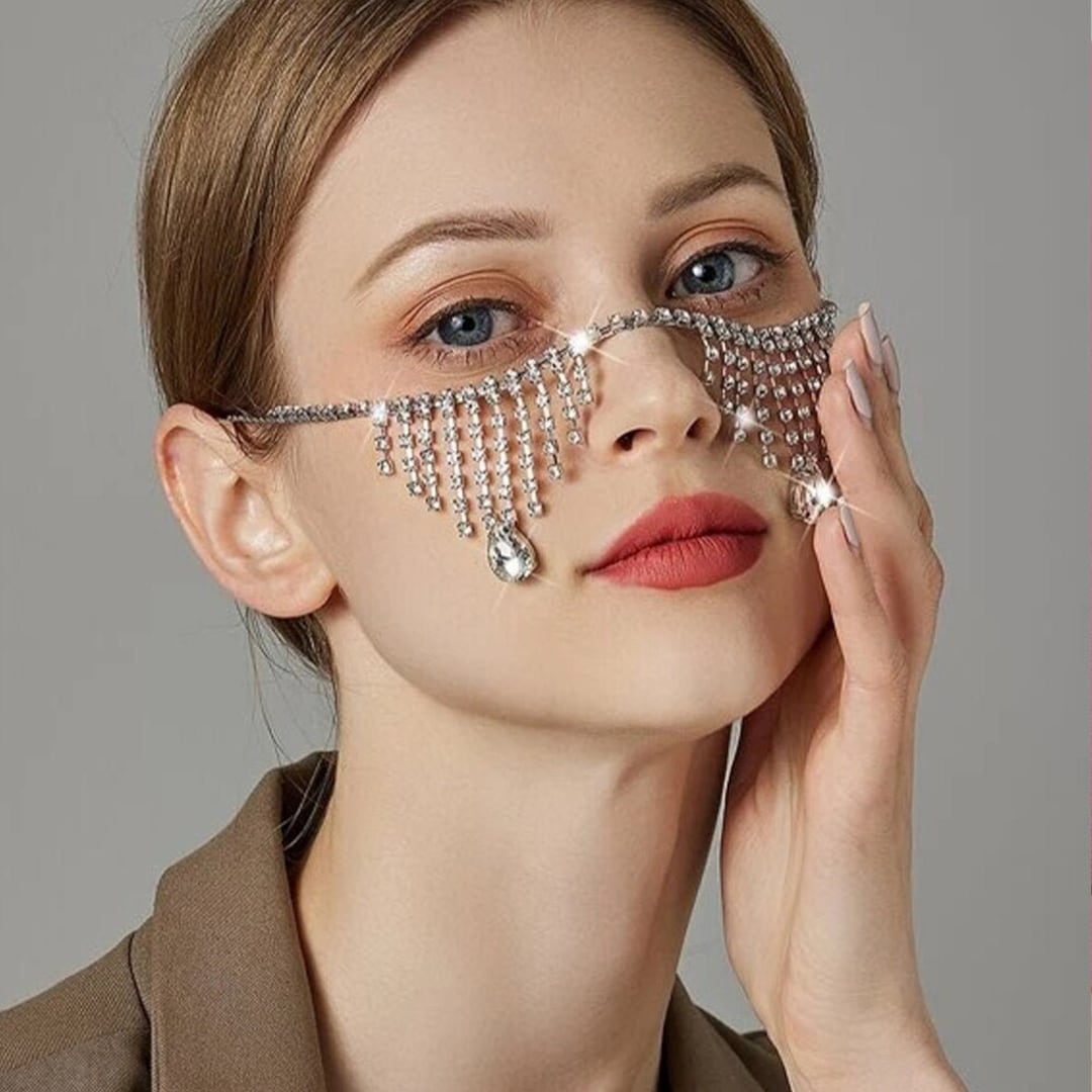 Rhinestone Decor Tassel Face Chain Jewelry Women Mask Veil Etsy