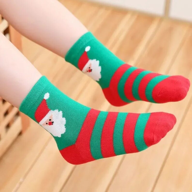 5 Pairs Christmas Socks for Kids Santa Claus Cotton Warm Socks Etsy