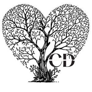 Heart tree png, jpg, digital file download Scale-able Vector Art Plotter Cricut Silhouette Cut file Make Your Own