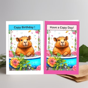 Unieke Capibara Happy Birthday-kaart en kaarten voor alle gelegenheden.