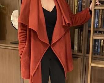 Drape Collar Wrap Coat with Pockets