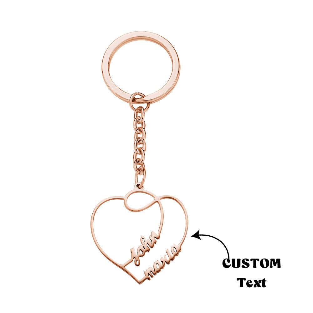 Personalized Two Names Double Heart Keychain Custom Letters Personalized Two Names Double Heart Keychain Custom Letters
