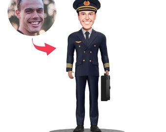 Custom Bobblehead Aircraft Pilot/Captain in Uniform