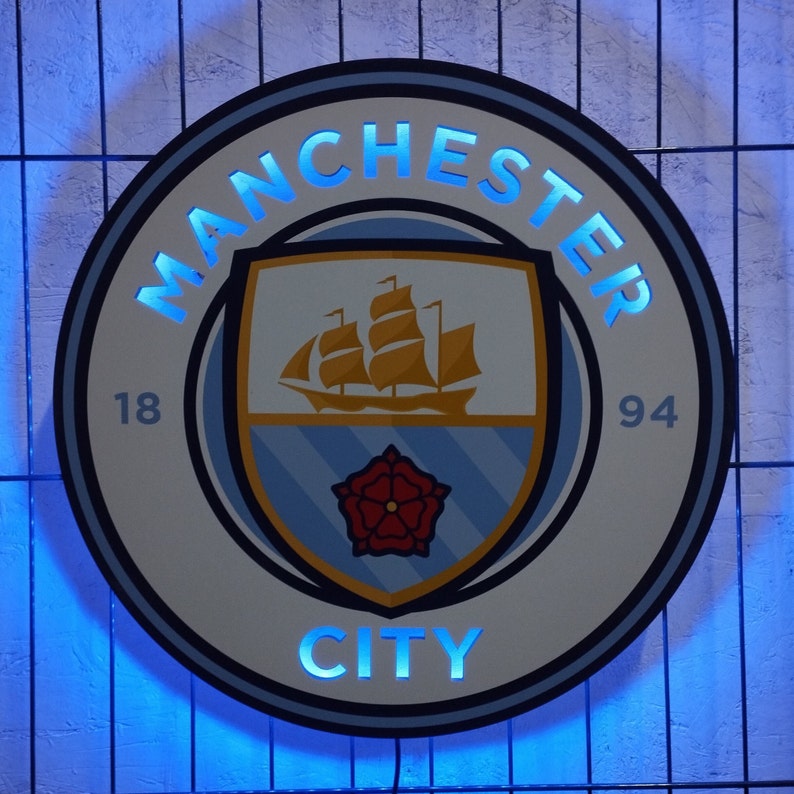 Manchester City Neon Light Soccer, FC Manchester City Logo,manchester