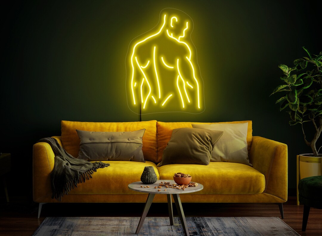 Man Body Neon Sign, Naked Man Neon Sign, Muscle Man Sign, Male Neon