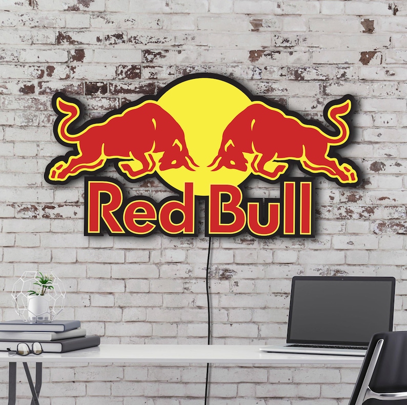Red Bull Neon Sign, Red Bull Logo Lighted, Redbull Led Sign, Red Bull ...