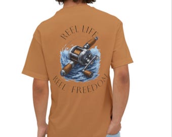 Camiseta con carretes y cañas de pescar / Camiseta gráfica de pesca