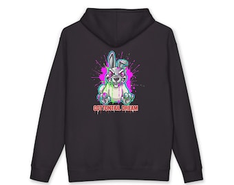 Sudadera con capucha de cola de algodón enfadada / Ilustración de conejo enfadado, arte animal vanguardista