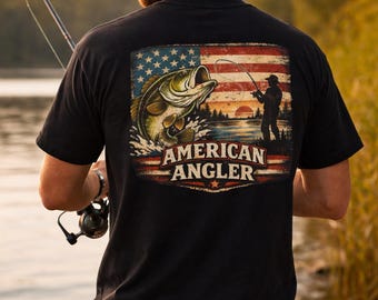 Camiseta con gráfico de pescador americano / Camiseta con bandera de pesca