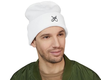 Gorro de pesca Reel Life Hook & Fish Skeleton Bordado Rústico Gorro de pescador para exteriores Gorro de punto de invierno Regalo para pescadores Gorro Reel Freedom