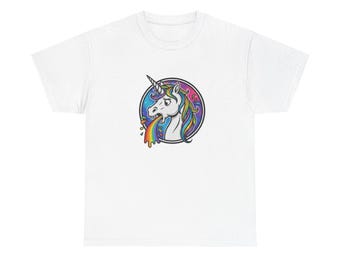 Camiseta de unicornio arcoíris vomitando / Linda camiseta de unicornio arcoíris vomitando