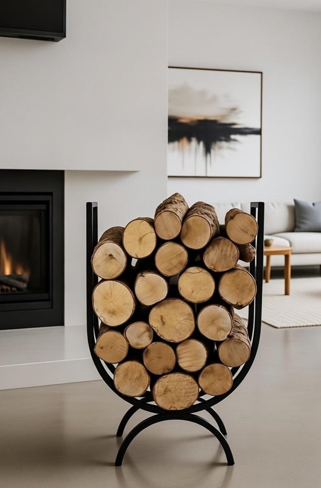 Curved Log Rack Modern Curved Metal Firewood Rack – Indoor/outdoor Log Holder - Etsy