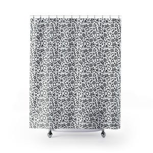 Black Graffiti Art Shower Curtain: Modern Geometric Print