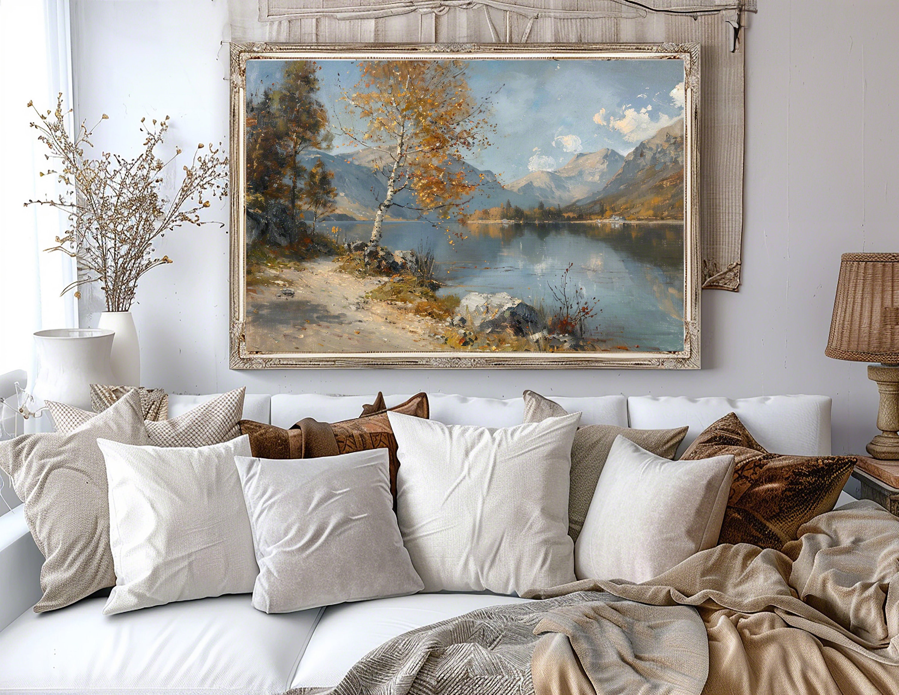 PRINTABLE Autumn Lake Scene | Tranquil Nature Art | Fall Mountain ...