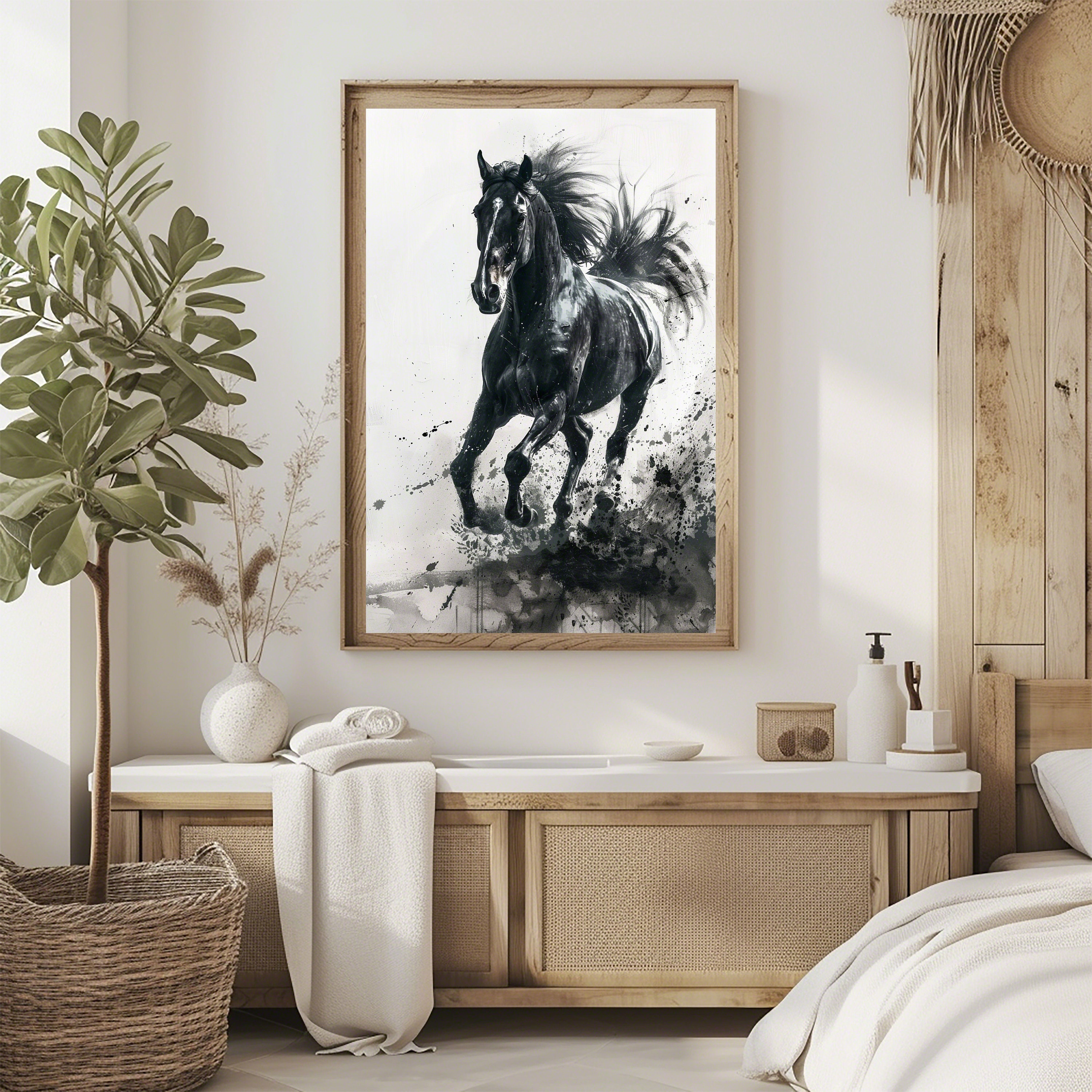Majestic Horse PRINTABLE Art | Black Stallion Illustration | Monochrome ...