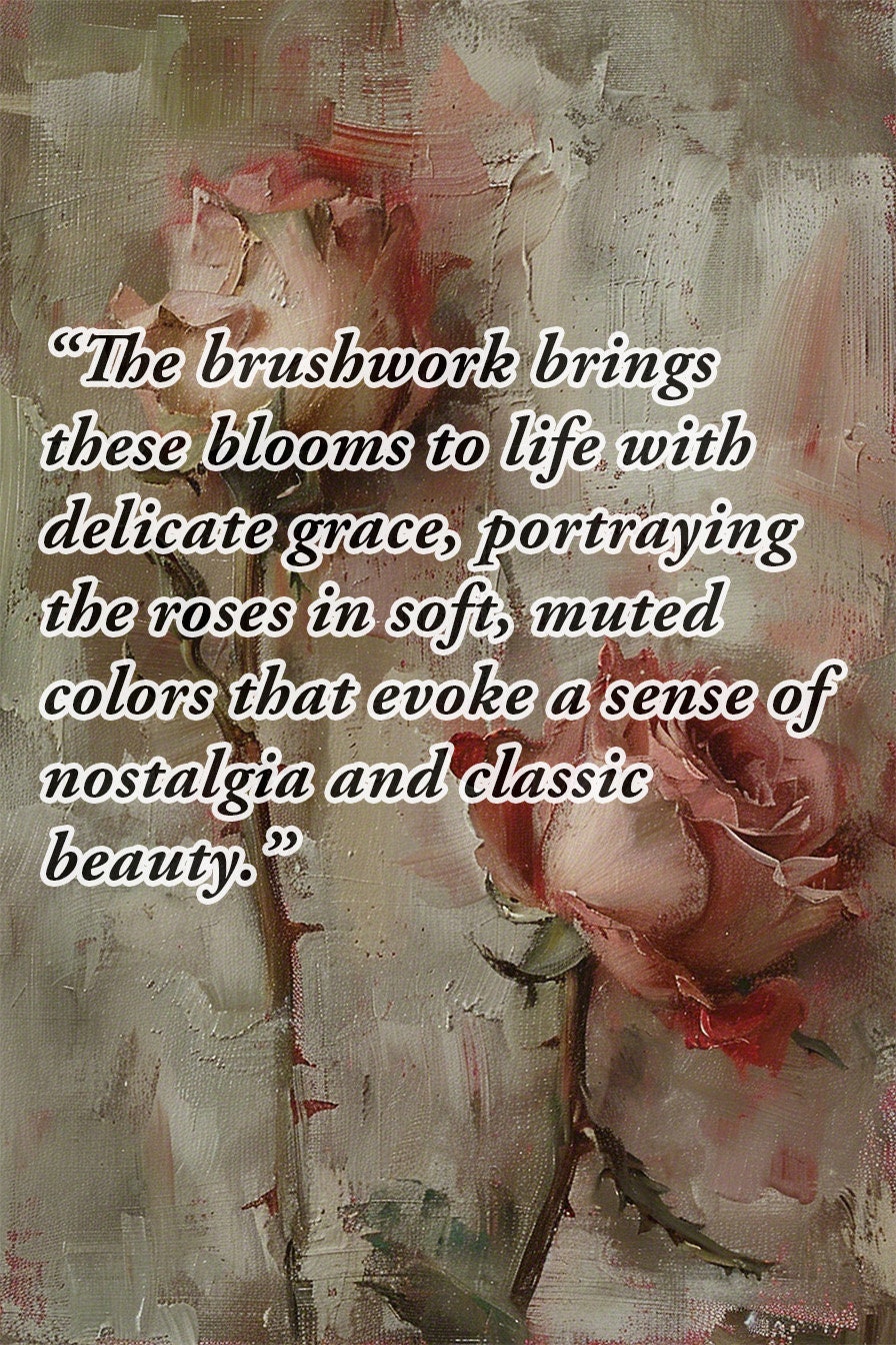 Vintage Roses Printable Art Romantic Floral Wall Art Classical Rose Painting Botanical Print