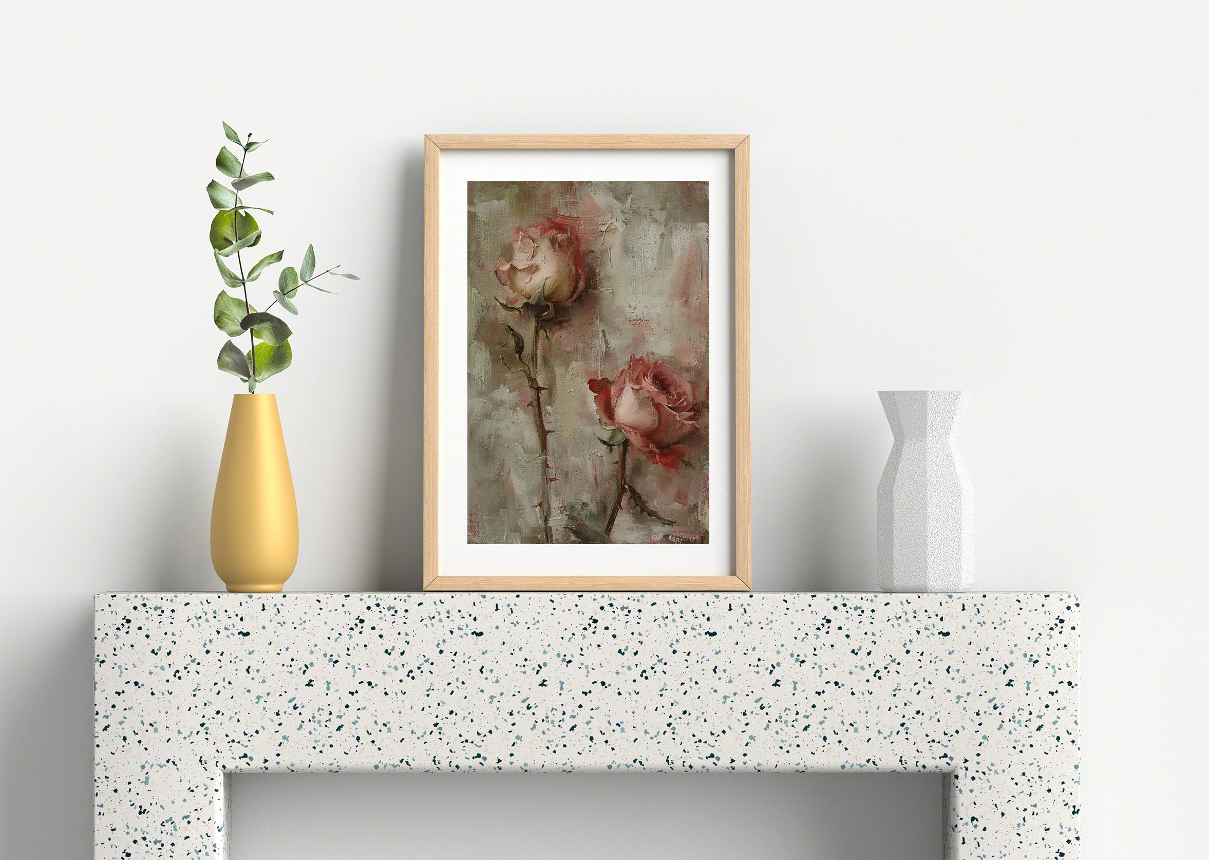 Vintage Roses Printable Art Romantic Floral Wall Art Classical Rose Painting Botanical Print