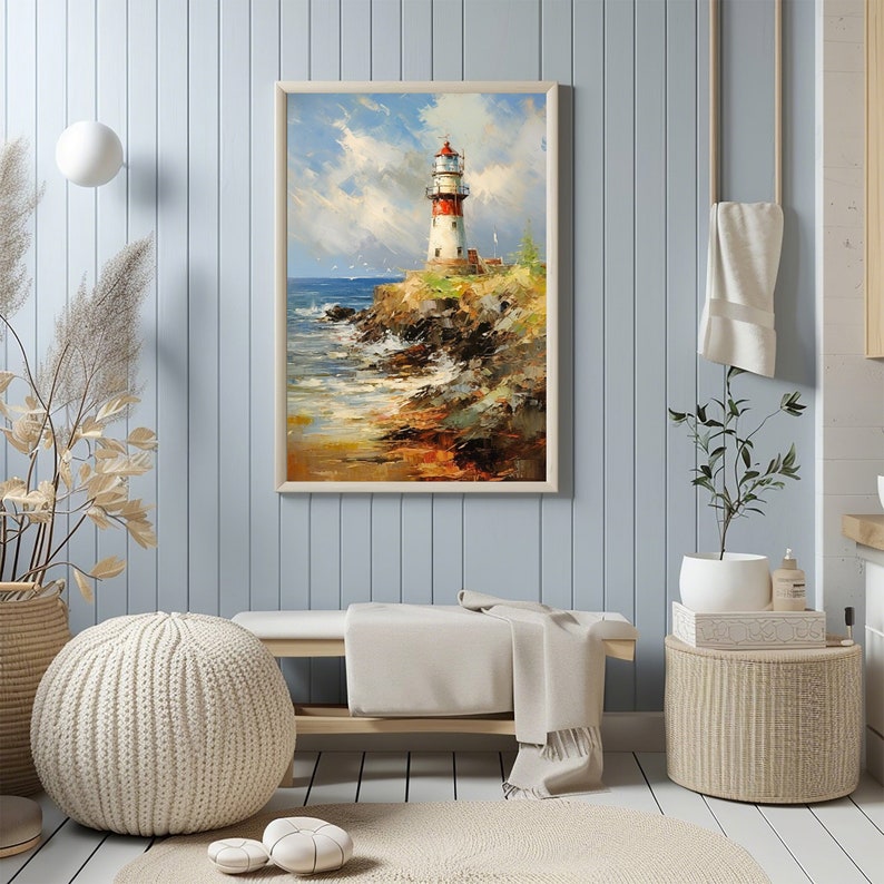 Coastal Lighthouse PRINTABLE Art | Nautical Printable Wall Art | Ocean ...