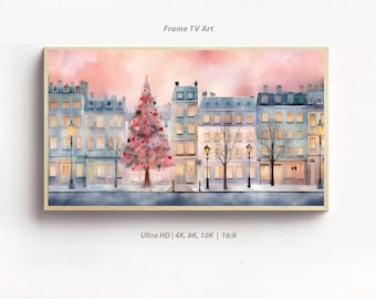 Parisian Christmas Frame TV | Holiday Streetscape Art | Festive Season Wall Art | Digital Paris Winter | Cozy Cityscape | Warm Glow Decor