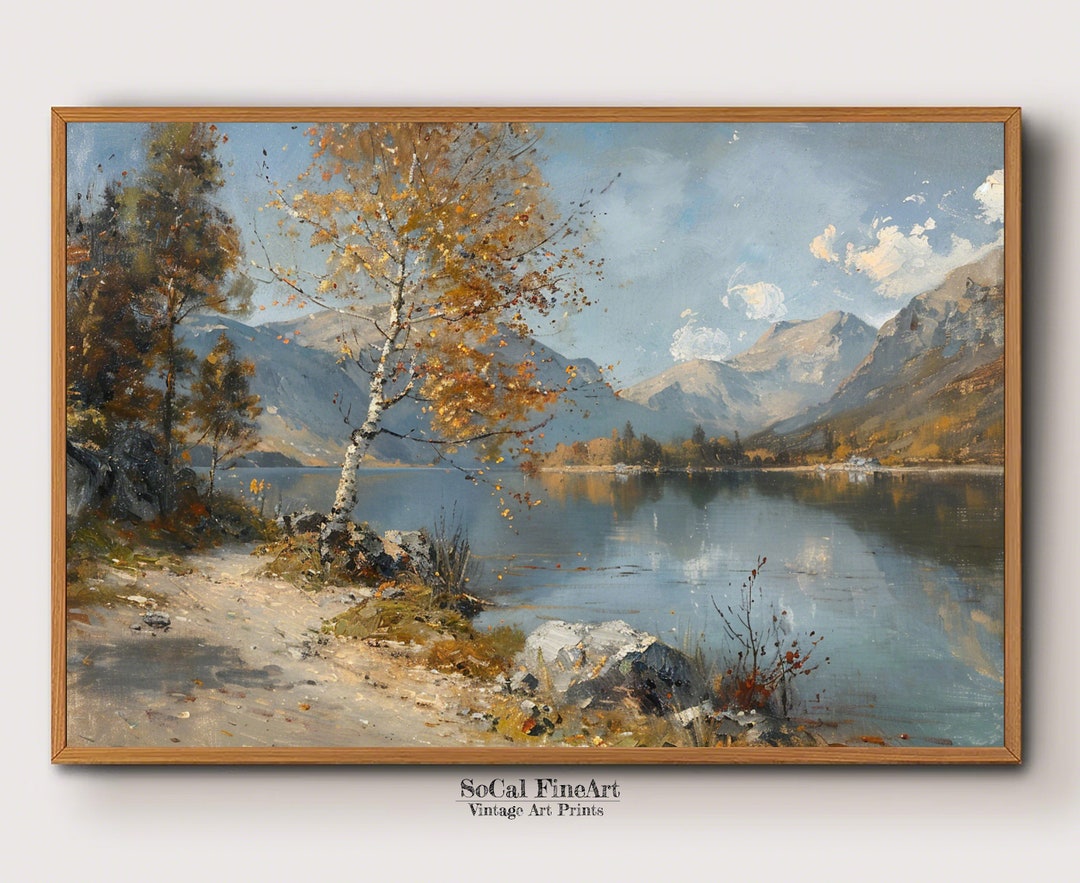 PRINTABLE Autumn Lake Scene | Tranquil Nature Art | Fall Mountain ...