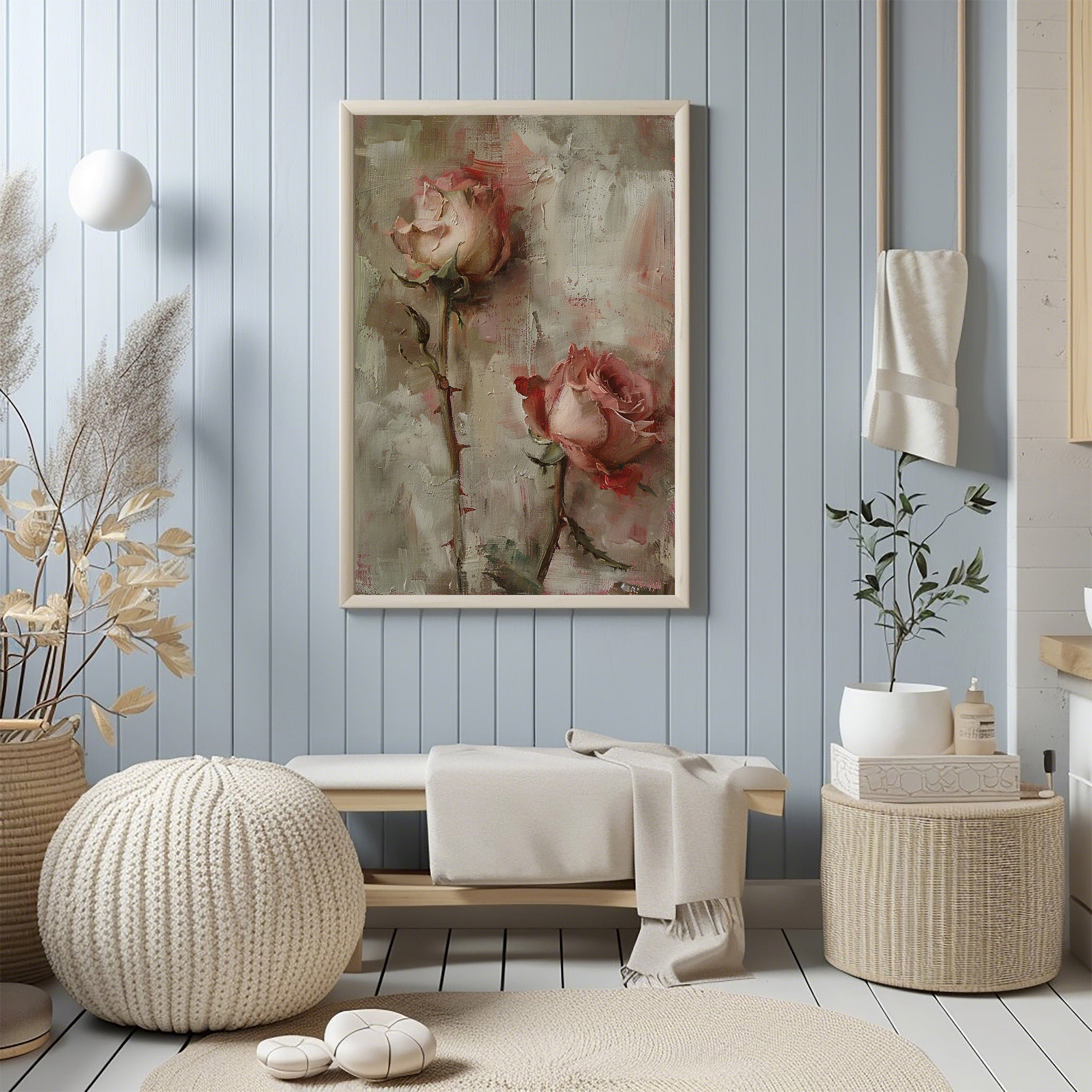 Vintage Roses Printable Art Romantic Floral Wall Art Classical Rose Painting Botanical Print