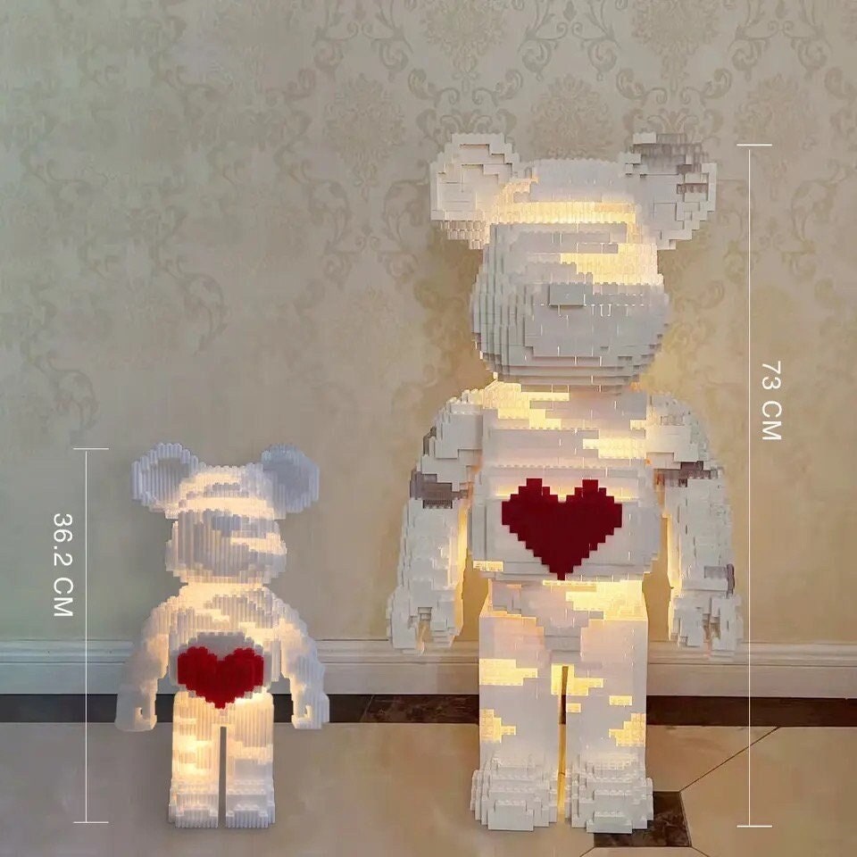 Bear Brick Figurine for Fluid Pour Painting creative DIY Painting Bear Fluid  Painting Creative White Mold Made Doll Figurine Toys Home Room 