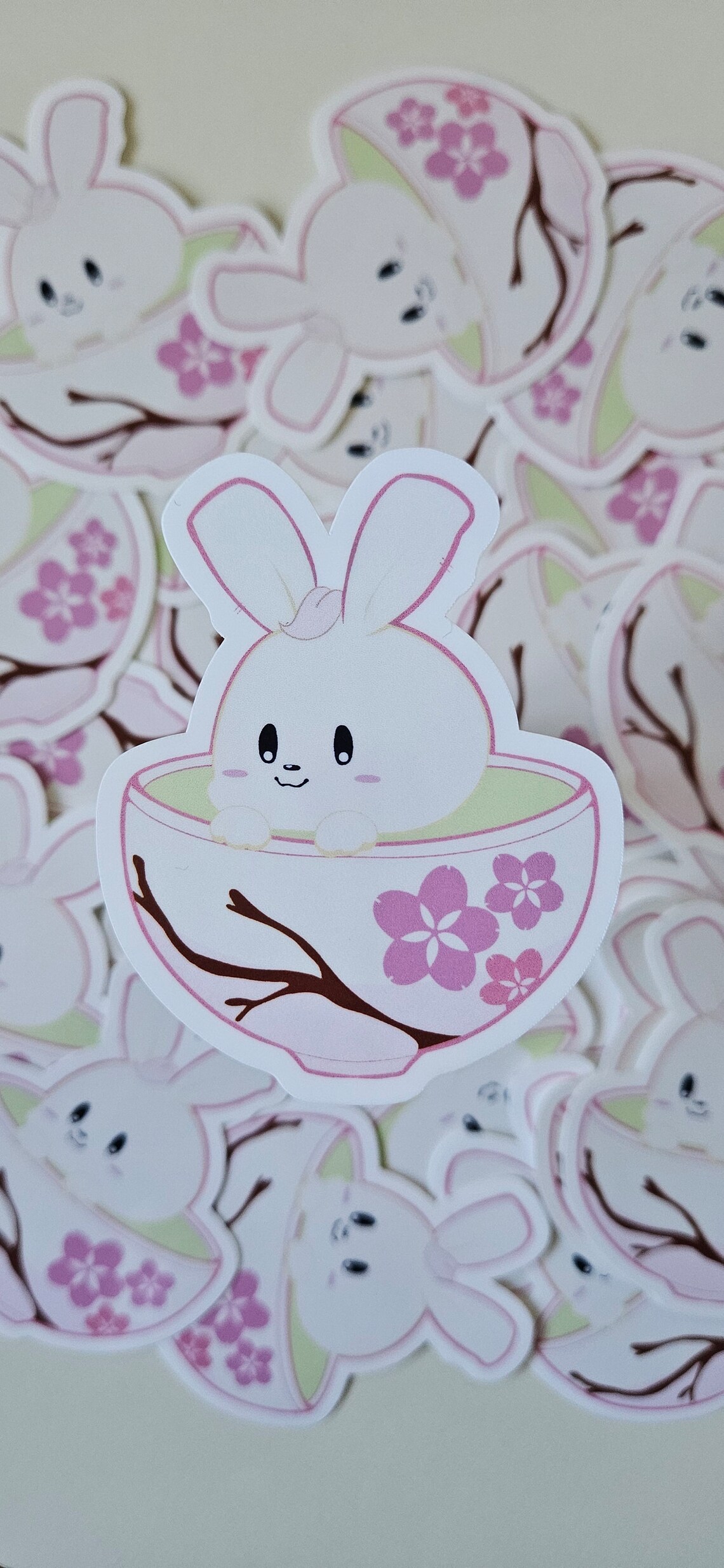 Matcha Bunny Sticker, Kawaii Rabbit, Sakura Tea Cup, Cute Japanese ...