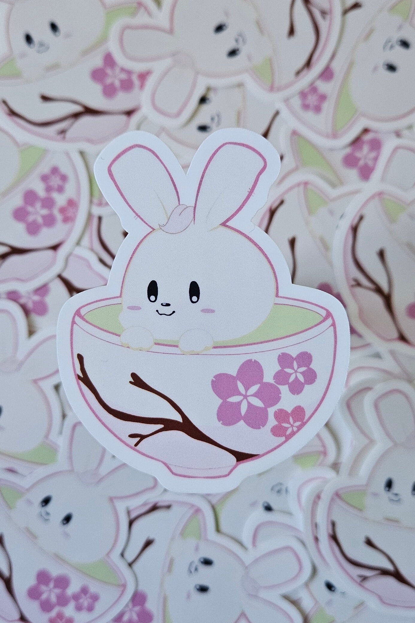 Matcha Bunny Sticker, Kawaii Rabbit, Sakura Tea Cup, Cute Japanese ...