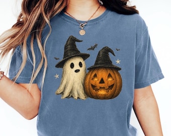 HALLOWEEN GHOST PUMPKIN Shirt, Spooky Ghost Shirt, Vintage Halloween Shirt, Ghost Witch Shirt