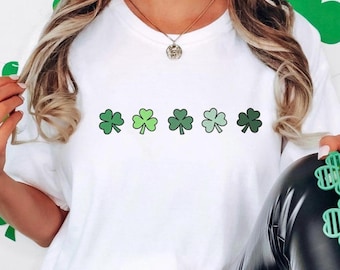 CUTE SHAMROCK SHIRT, St Patrick's Day Crewneck Tshirt, Irish Shamrock Shirt, Gift For her, Cute Mini Shamrocks Crewneck