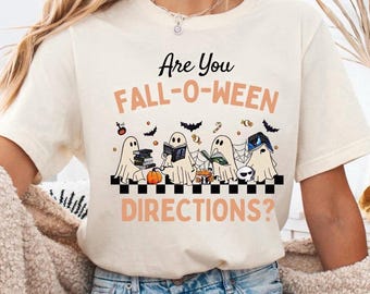 HALLOWEEN TEACHER TSHIRT, Are You Falloween Directions, Teacher Halloween Ghosts Shirt, Cute Teacher Halloween Shirt Gift, Fall Teacher Tee