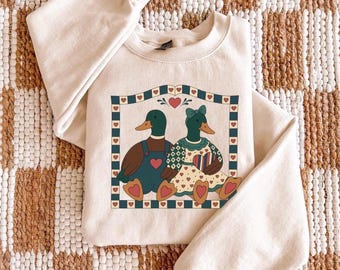 VINTAGE GANS SWEATSHIRT, Vintage Gänse Küche, Cottagecore Gans Shirt 80er Jahre Ästhetik, Retro Gans Paar Pullover, Gänseliebhaber Shirt Geschenk