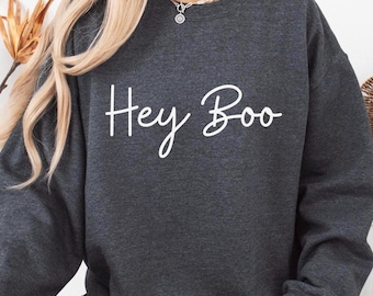 HEY BOO HALLOWEEN Sweatshirt, Ghost Sweatshirt, Halloween Crewneck, Hey Boo Shirt, Hey Boo Sweatshirt, Halloween Sweater Gift