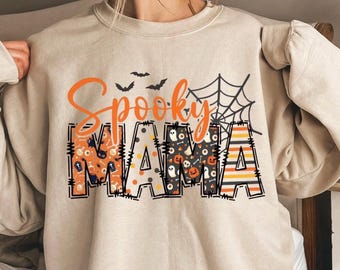 HALLOWEEN SPOOKY MAMA Sweatshirt, Halloween Mama Sweatshirt, Mama Ghost Sweater, Fall Mama Sweatshirt, Halloween Sweatshirt Gift For Mom
