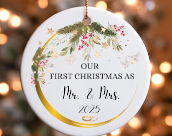 FIRST CHRISTMAS MARRIED Ornament, First Christmas Mr and Mrs Ornament, Newlywed Christmas Ornament Gift, New Married Couple Ornament
