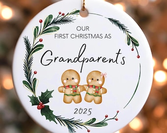 OUR FIRST CHRISTMAS As Grandparents 2025 Ornament, New Grandparents Gingerbread Ornament, Grandparents First Christmas Ornament Gift