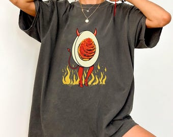 COMFORT COLORS DEVILED Egg Shirt, Funny Food Thanksgiving Shirt, Thanksgiving Graphic Tee, Funny Deviled Egg Thanksgiving Tshirt Gift