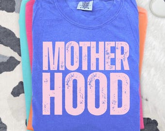 MOTHERHOOD SHIRT, TRENDY Mama Shirt, Comfort Colors Mothehood Tee, Cute Mom Life Shirt, Mother’s Day Gift For Mom, Pink Motherhood Graphic
