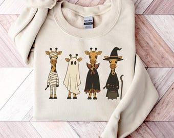 GIRAFFE BOO HALLOWEEN Sweatshirt, Funny Giraffe Halloween Sweatshirt, Giraffe Halloween Sweater Gift, Cute Spooky Giraffe Shirt