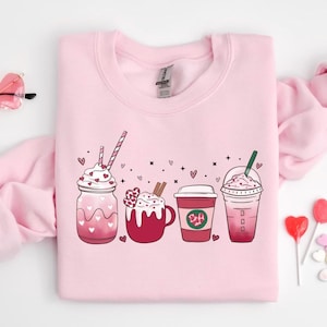 VALENTINE ICE COFFEE Sweatshirt, Valentines 2025 Sweatshirt, Gift For Women, Coffee Lover Sweatshirt, Cute Valentines Gift Shirt