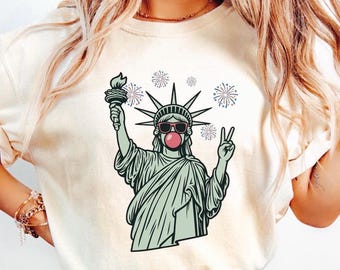 STATUE Of LIBERTY SHIRT, Funny 4th Of July Shirt, Lady Liberty Shirt, Statue Of Liberty Blowing Bubble Shirt, Statue Of Liberty Bubble Gum